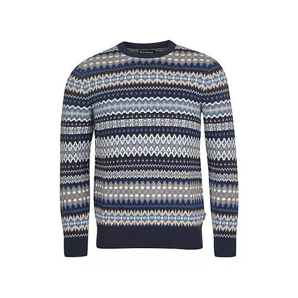 Barbour Men's Regis‎ Fair Isle Crew Sweater Charcoal 100% Wool Size 2XL XXL NWT - Picture 1 of 10